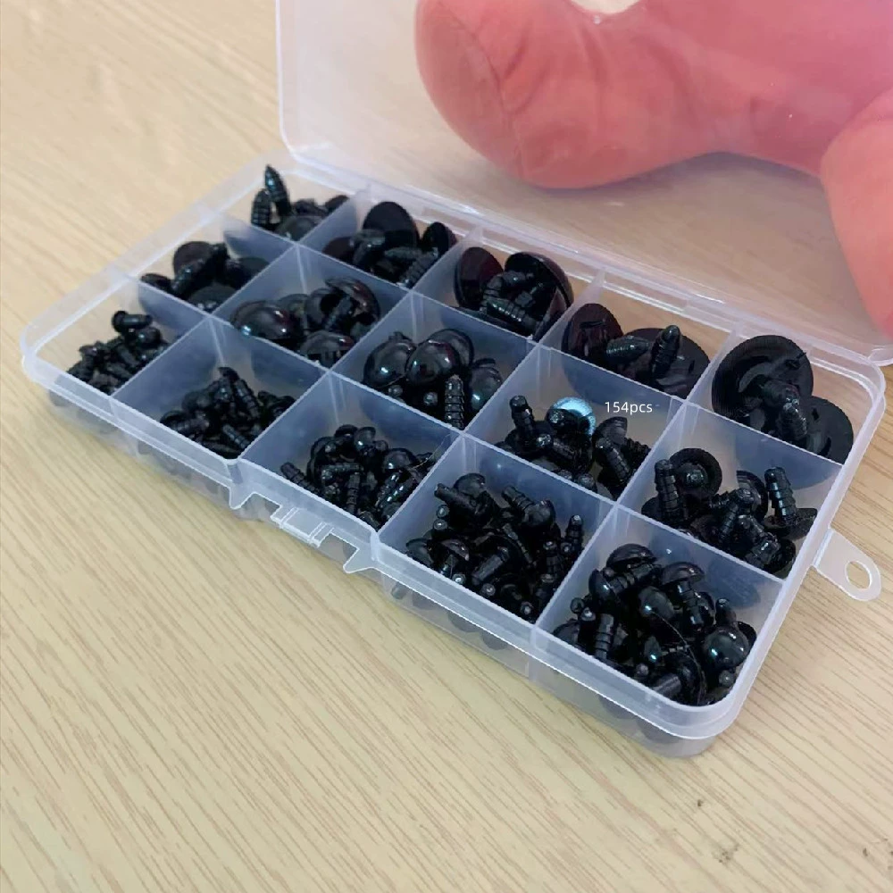 Набор из 154 имитационных глаз для кукол (черные глаза, глаза-винты, глаза-бобы) для трансграничной торговли.