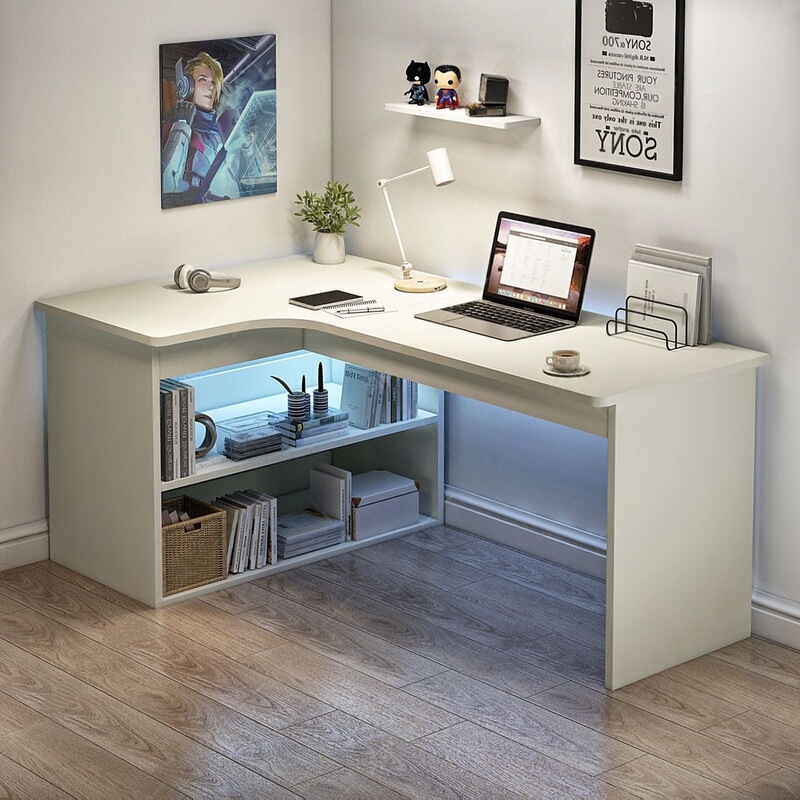 Corner Desk and Bookshelf Combination, Home Desk, Student Study Desk with Drawer, High School Student Computer Desk