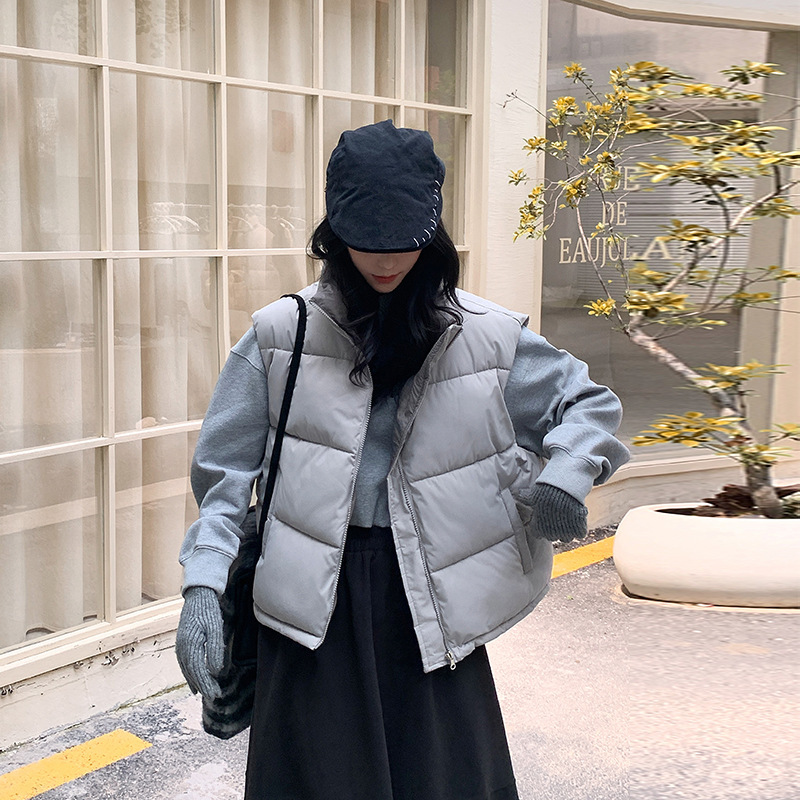 正反两面穿立领时尚棉马甲女短款2025年新款坎肩背心外套上衣女装|undefined