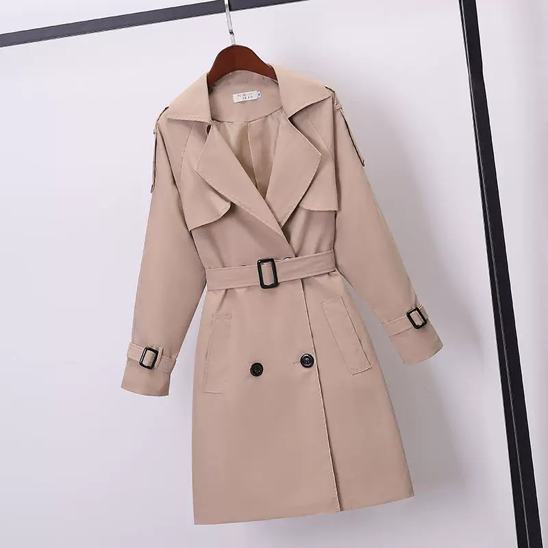 Solid autumn jacket for leisure, trench coat, plus size, Korean style