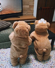 Korean Version Winter New Baby 0-3 Years Old Fleece Thick Daffy Bear Onesie Crawling Suit Infant Clothing