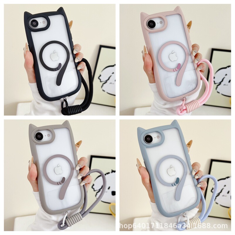 适用iPhone17Pro手机壳ins风猫耳朵磁吸充电苹果15/14硬壳亚克力|undefined