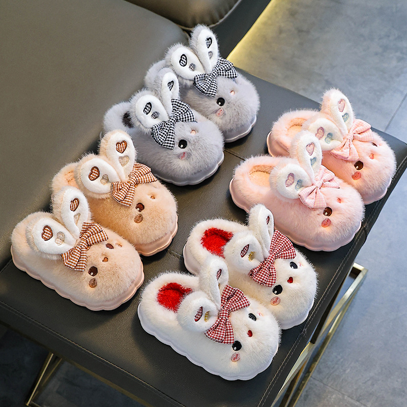 Otoño y invierno zapatillas de algodón para niños, niños y niñas, zapatillas de algodón antideslizante para niños pequeños y medianos.