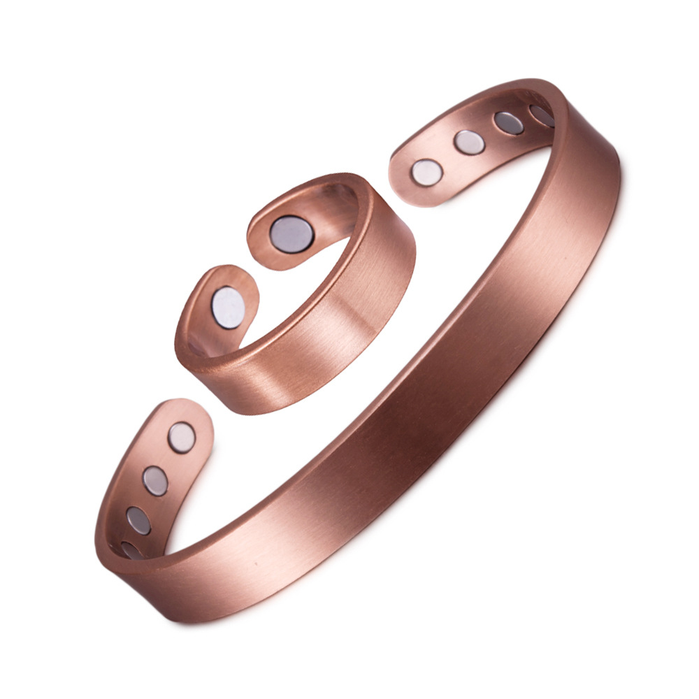 8g Weight Rings, Bracelets Classification 1 Piece, 1 Set Quantity Daily Occasion Retro Solid Color Magnetic Material Copper Rings Bracelets