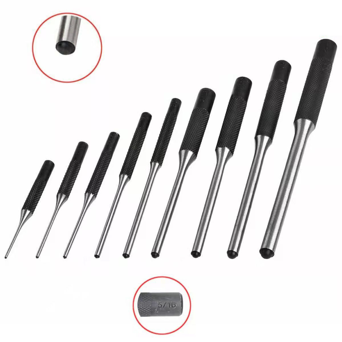 Juego de 9 piezas de punzón redondo punzón redondo punzón conjunto punzón cincel