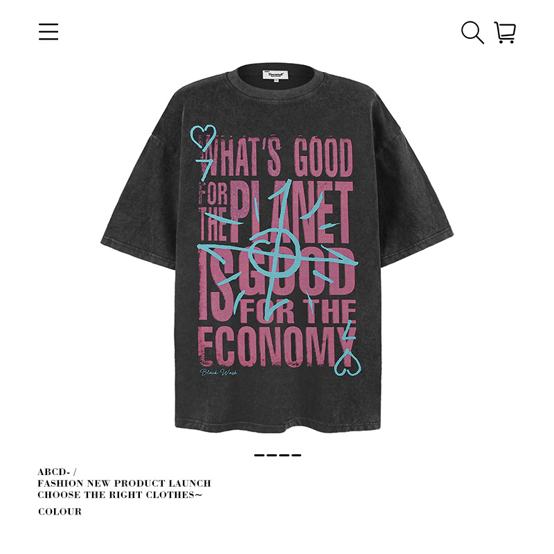 Camiseta de manga corta apilada en la calle alta de la marca de moda pesada de 250g para hombres de algodón puro con camisa de fondo suelta para hombres de verano