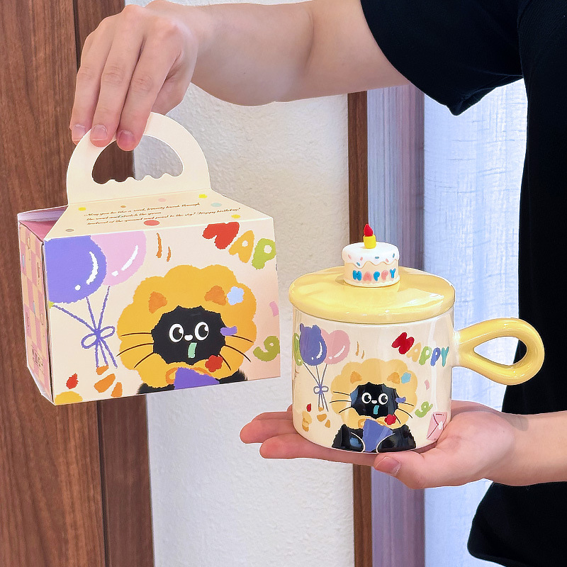Regalo de cumpleaños de gato lindo, taza de regalo, taza de agua de oficina de alto valor, regalo de novia