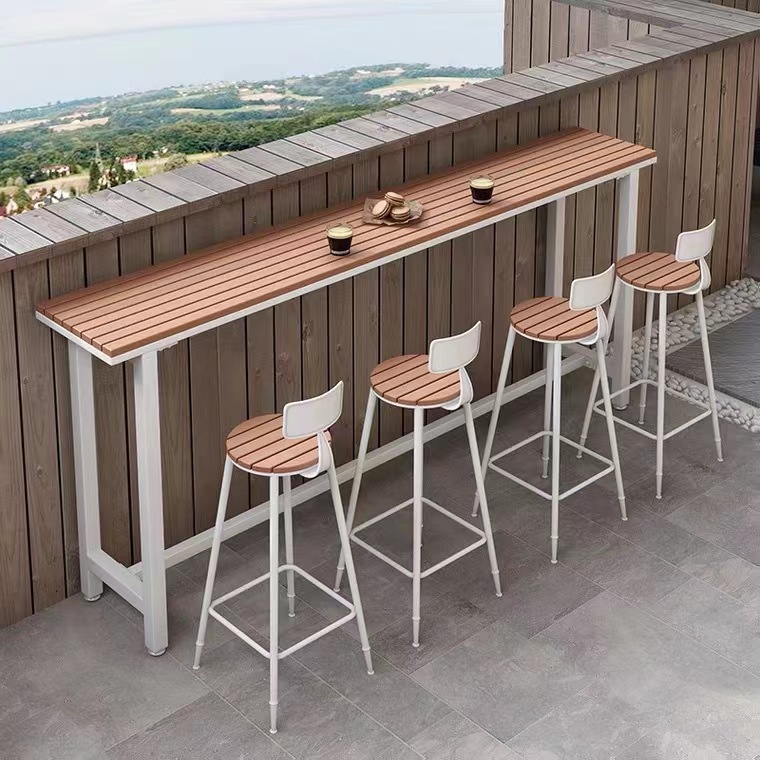 Modern Simple Casual Bar Table and Chair Combination Balcony Outdoor Open Bar Table Courtyard Sun Protection High-foot Long Table