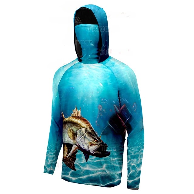 Fishing Clothes, Men's Fishing Hoodie, UV Protection, Summer Outdoor, Long Sleeve, Spinning Fishing
