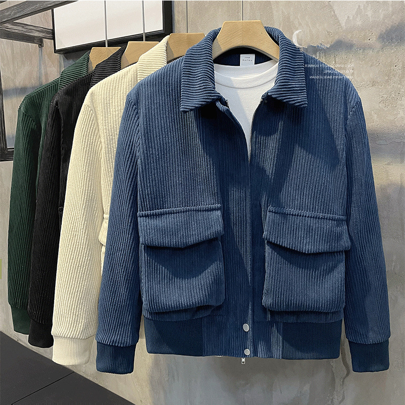 Dos grandes B bolsillo marca de moda Pu Shuai frito calle chaqueta de los hombres abrigo de pana estilo coreano de los hombres de moda de primavera y otoño chaqueta