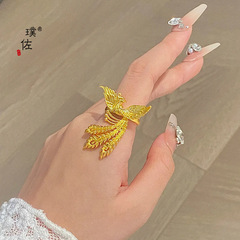 佐金店の同じ種類の沙金鳳凰レースの指輪の女性の中国式の結婚風の金色の指輪はリングを調節することができます。