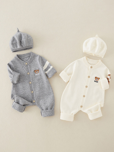 Fall New Arrival A-Type Baby Knitted All-in-One Suit for Toddlers and Kids, Boys' Autumn Outfits and Crawling Wear