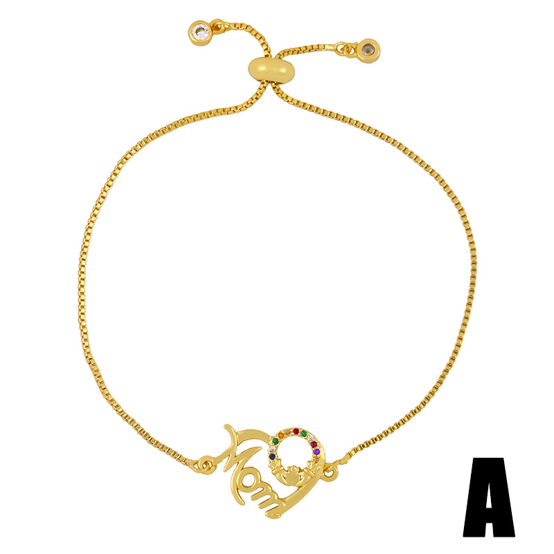 Nihaojewelry Wholesale Jewelry Letter Heart-shaped Colored Zircon Adjustable Pull Bracelet display picture 4