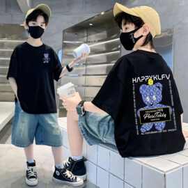 炸街洋气童装男童t恤短袖夏季儿童中大童男孩上衣半袖夏装潮ins
