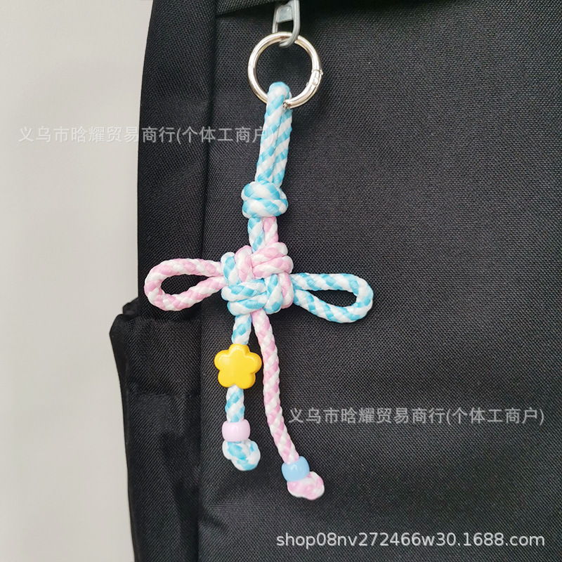 原创撞色小清新包包挂件手机钥匙扣箱包挂饰miu系挂绳简约背包配|undefined