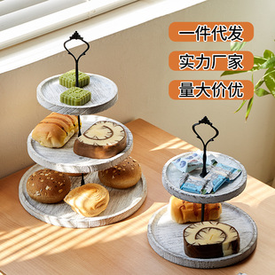Creative European dessert rack Mori double-layer three-layer cake plate wooden dessert table decorative tray cake dessert rack