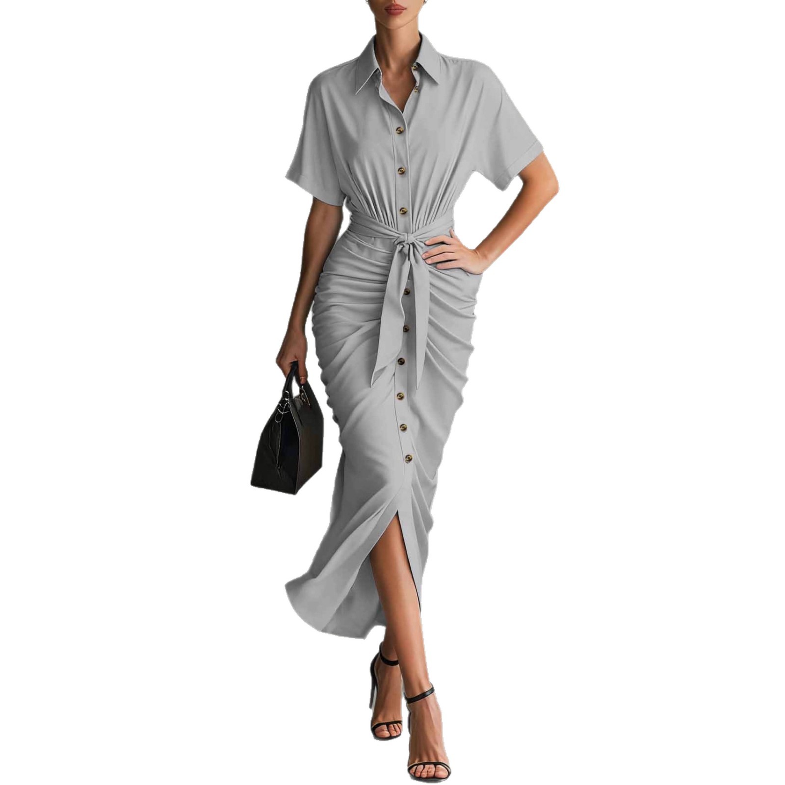 2026 European And American Cross-border Independent Site SHEIN Spring-summer Short-sleeve Pleated Elegant Shirt_ecoleips.com
