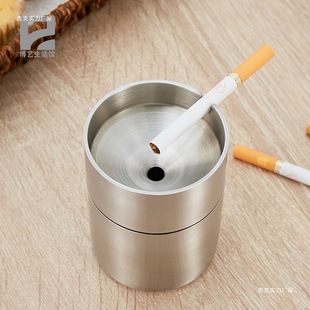 304 Stainless Steel Ashtray Thickened and Heightened Windproof Car-Mounted Stainless Steel Ashtray Creative Living Room Office Jingbai