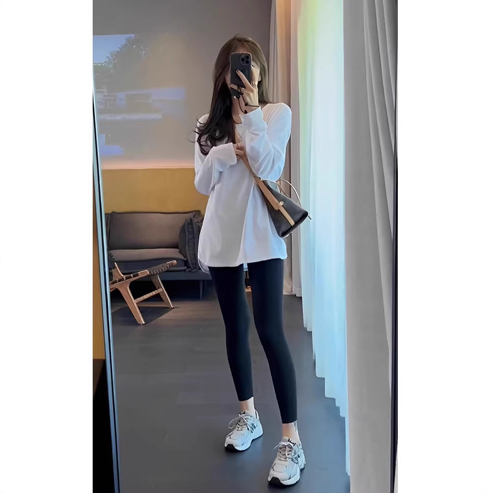 定制批发女士长袖T恤春秋圆领打底衫中长款包臀t恤外穿打底裤女