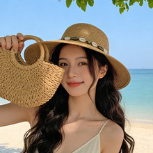 波西米亚风草帽女夏天户外大檐防晒帽高品质海边沙滩度假太阳帽子
