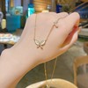 Tide, necklace stainless steel, fashionable pendant, micro incrustation, internet celebrity, Korean style, simple and elegant design