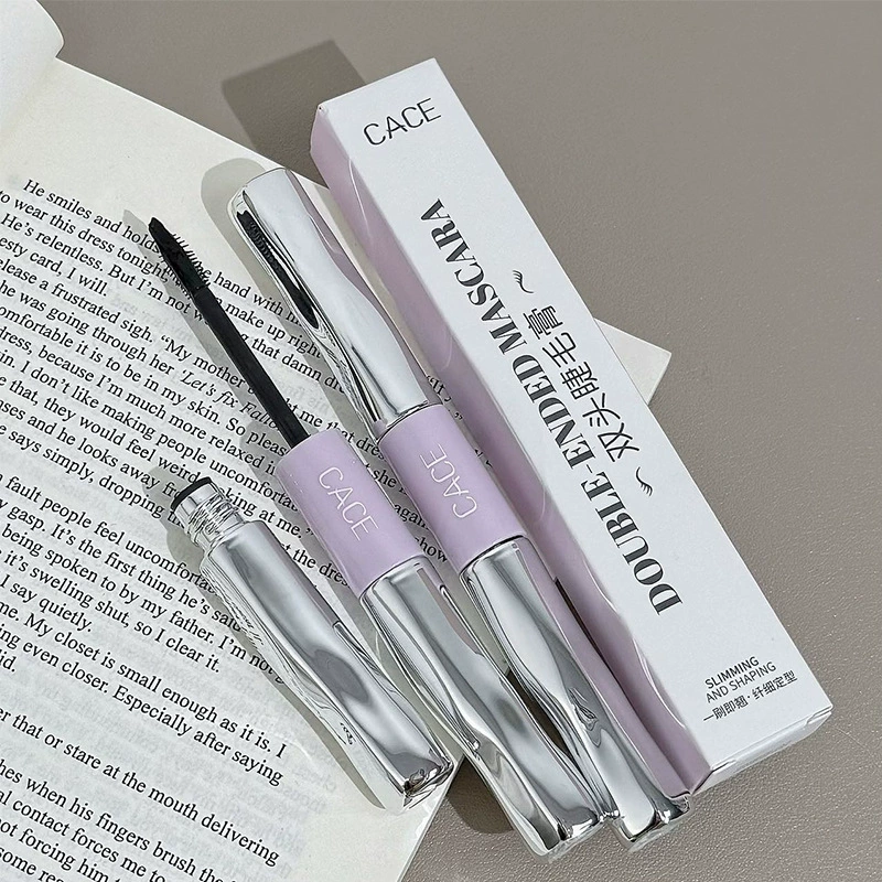 Насыщающая длинная двойная щетина mascara двойной стороны коричневый темный цвет, палитра цветов без смазывания