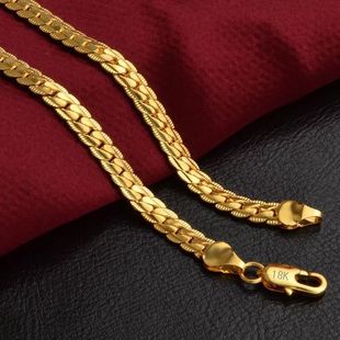 Foreign trade jewelry wholesale hot 5mm full side necklace Europe and the United States Net red clavicle chain 18K gold-plated necklace
