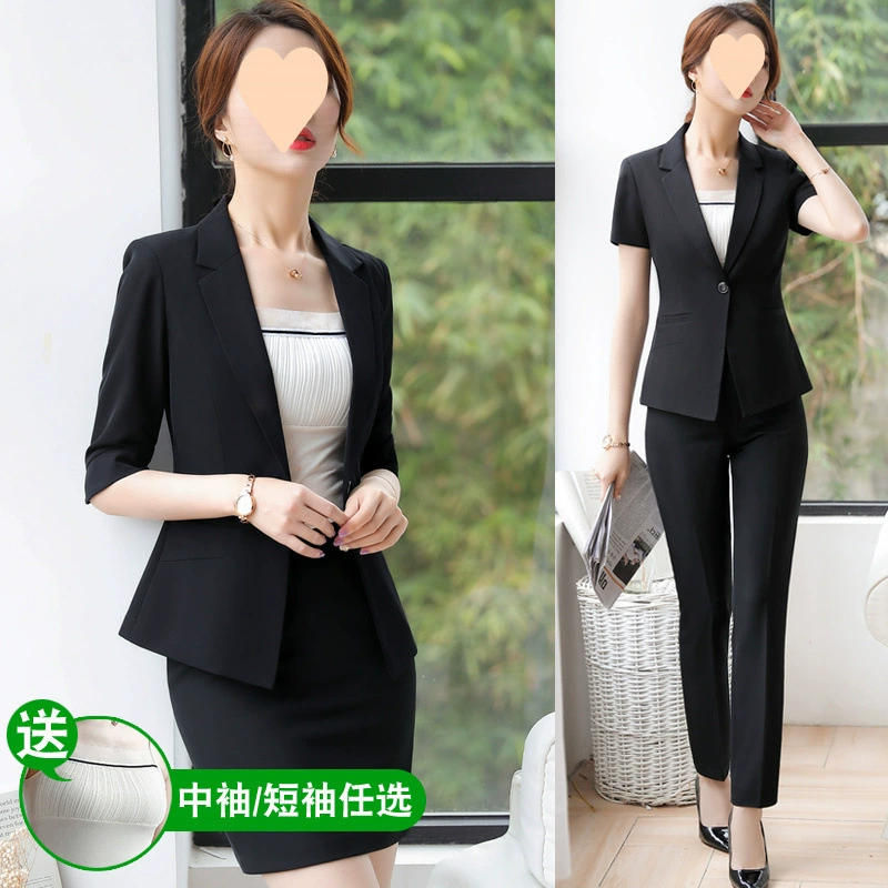 Костюм со средним рукавом, рабочая одежда для менеджера общественного питания в отеле, женская летняя профессиональная одежда, тонкая униформа менеджера магазина с короткими рукавами