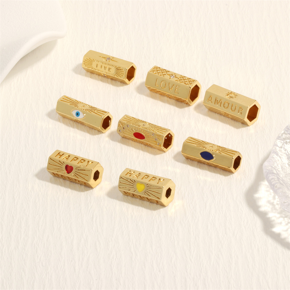 8g Weight 1 Piece 20 * 9mm 22 * 8mm Hole 4~4.9mm Hole 6~9.9mm Copper Zircon Gold Plated Devil's Eye Heart Shape Polished DIY Jewelry Accessories Beads
