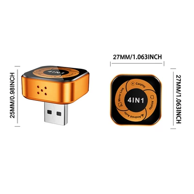 Wireless CarPlay Box 4-in-1 Android Auto Car Connectivity Plug-and-Play Mini Smart Screen Projector (Simsiz CarPlay və Android Auto) - v18