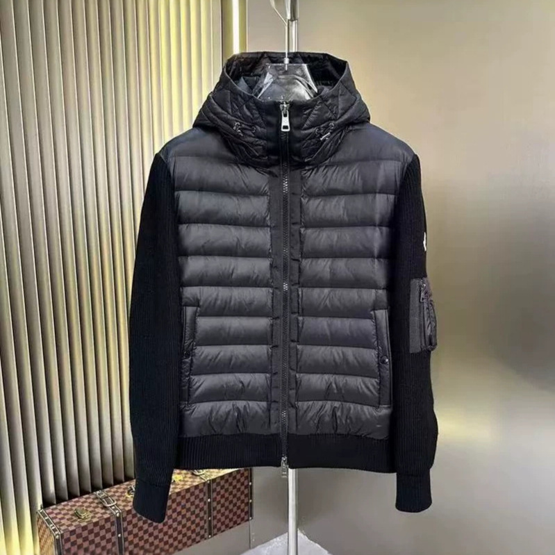 Cross-Border Mengjia Knitted Patchwork down Jacket 163 Models Lightweight Cardigan Padded Corduroy down Vest