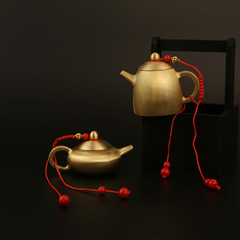 黃銅小茶壺迷你把把壺 創意擺件手把件辦公室書桌客廳工藝品禮品