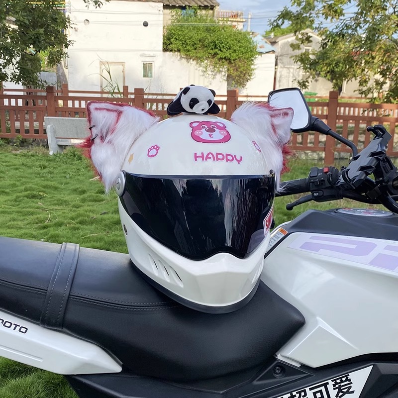 Helmet Decoration Personality Cool Red Wolf Ears Detachable Universal