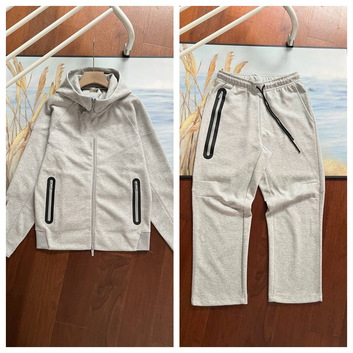 Sports Set otoño e invierno nueva marca compartida calle cremallera chaqueta con capucha pantalones rectos traje deportivo y casual hombre