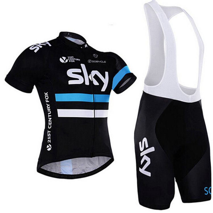 Cross-Border Exclusive New Sky Cycling Jersey Short-Sleeve Bib Set Mountain Bike Road Jersey Wish Popular Wholesale