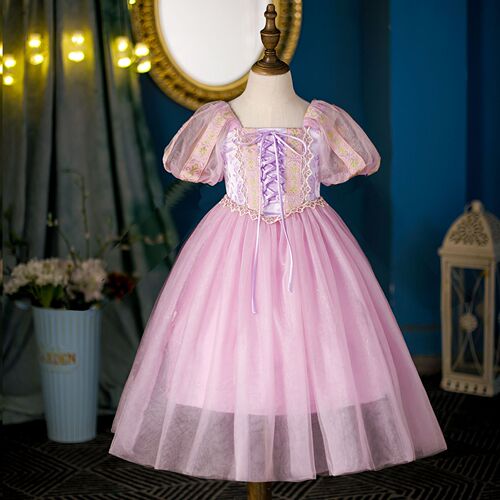  Rapunzel Dress Rapunzel Girls Dress Short Sleeve Summer Luminous Mesh Skirt Six Day Dress