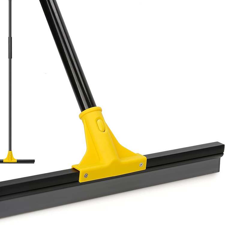 Heavy-Duty Rubber Squeegee with Long Handle, 25-Inch Plastic-Coated Iron Rod for Cleaning Decks, Showers, Glass Windows, and Floors