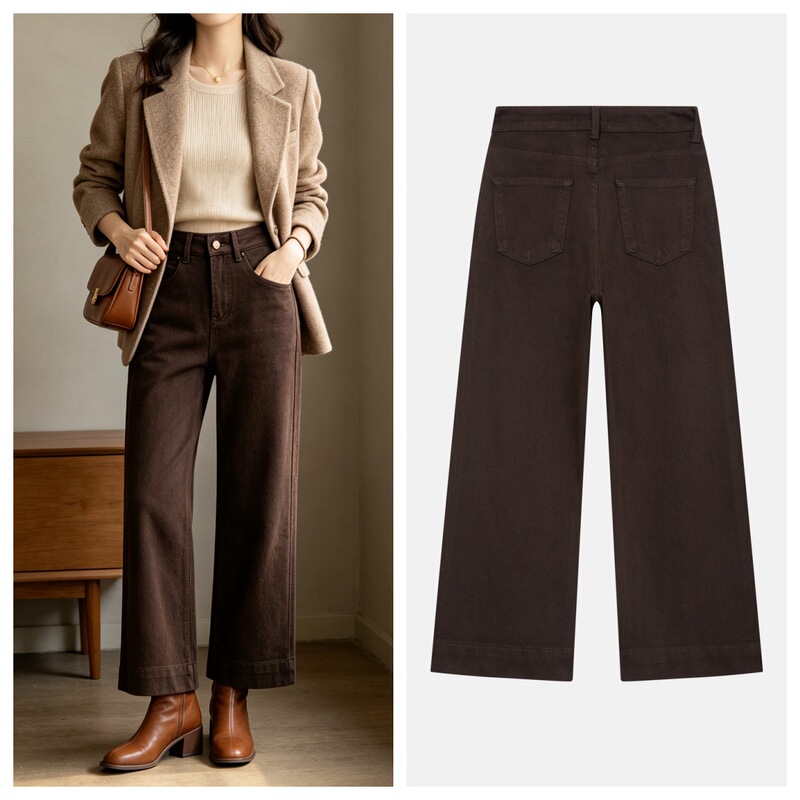 2026 Autumn Mocha Brown Four-Way Stretch High-Waisted Loose-Fit Slimming Straight-Leg Jeans for Women 2026 Autumn Mocha Brown Four-Way Stretch High-Waisted Loose-Fit Slimming Straight-Leg Jeans for Women