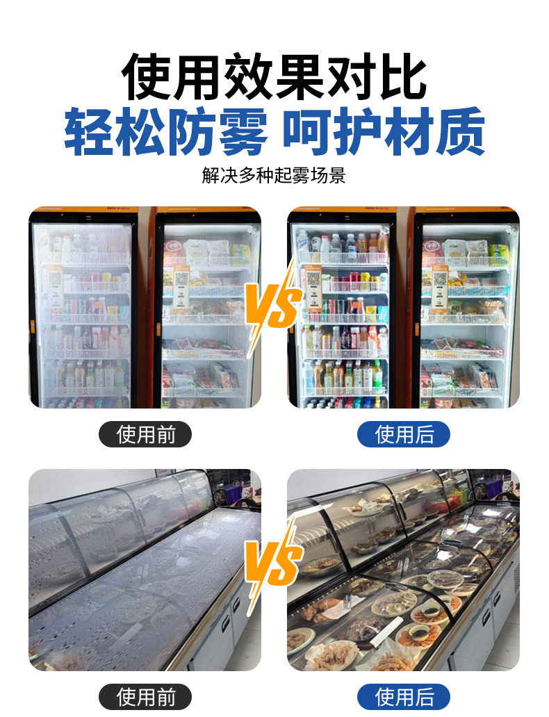 Defogger for Freezers, Refrigerator Display Cabinets, Glass Anti-Fog Agent, Car Glass Anti-Fog Agent, Long-Lasting No-Wipe Defogging Magic Tool