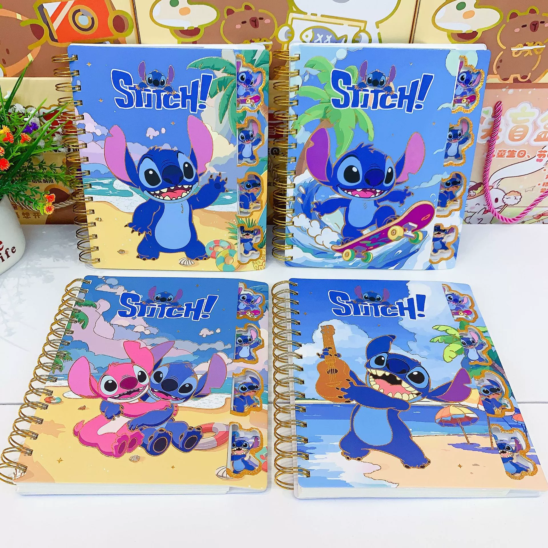 Stitch side-folding coil notebook cartoon animation notebook horizontal line color inner pages student ink-free A5 notebook
