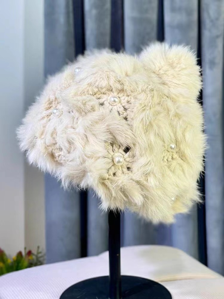 Gorro de punto mujer con piel de conejo y protector de orejas_voghion.com