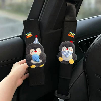 Sürətlər qutusu və əl tormozu başlıqları penguin plush anti-wear shoulder strap - t-holding-fish-blue-scarf-q-penguin-2-black-shoulder-pads