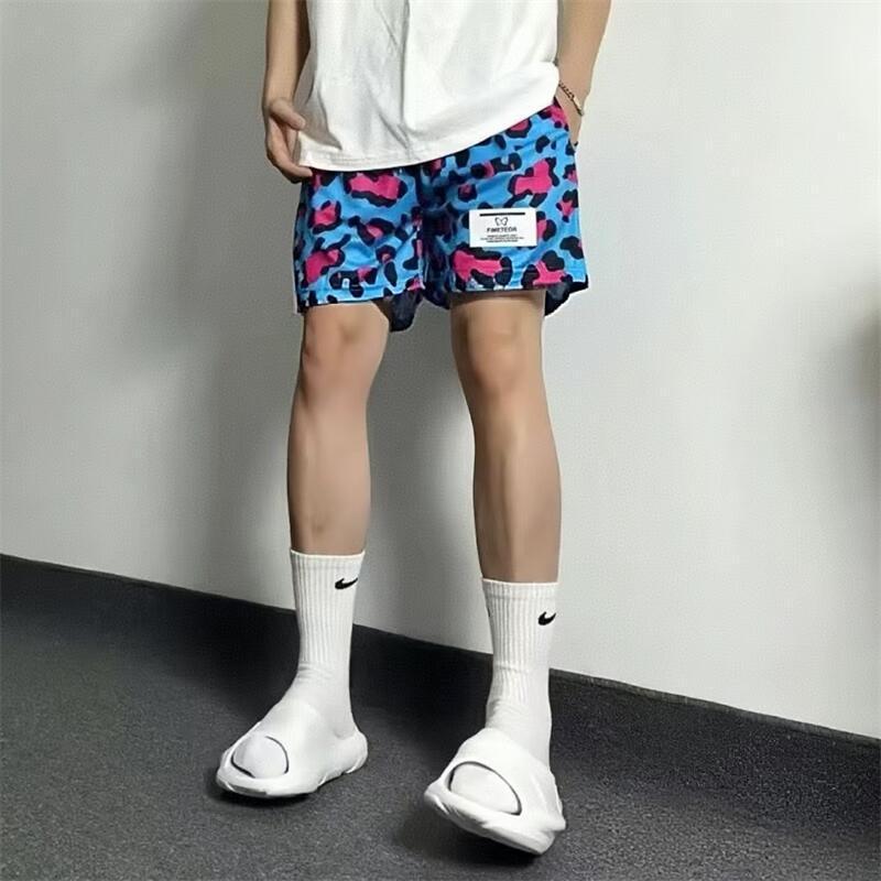 New American Basketball Shorts, Knee-Length, Loose, Casual, Men's Fitness Training, Breathable, Quick-Drying Sports Quarter Pants, Summer