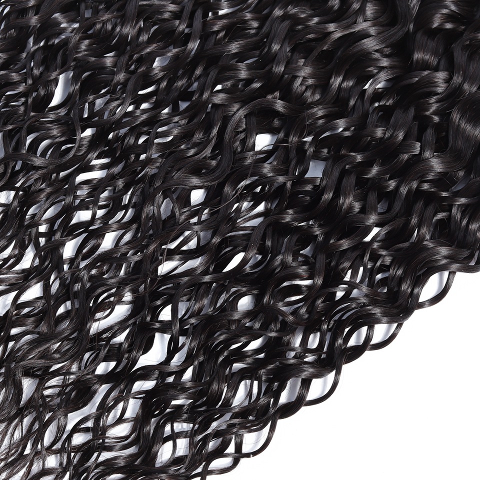 Fibra de vidrio cabello humano real Peluca europea y americana pelo cortina paquete agua onda cabello humano liso cabello humano