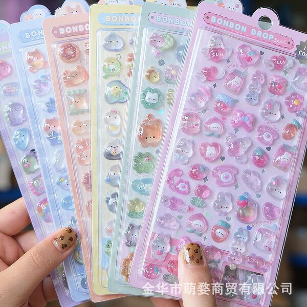 Three dimensional cartoon sticker