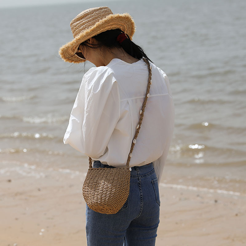 Cute Straw Woven Bag For Women 2025 New Arrival Shoulder Crossbody Shell Straw Bag Woven Versatile Beach Vacation Bag - Thumbnail 2