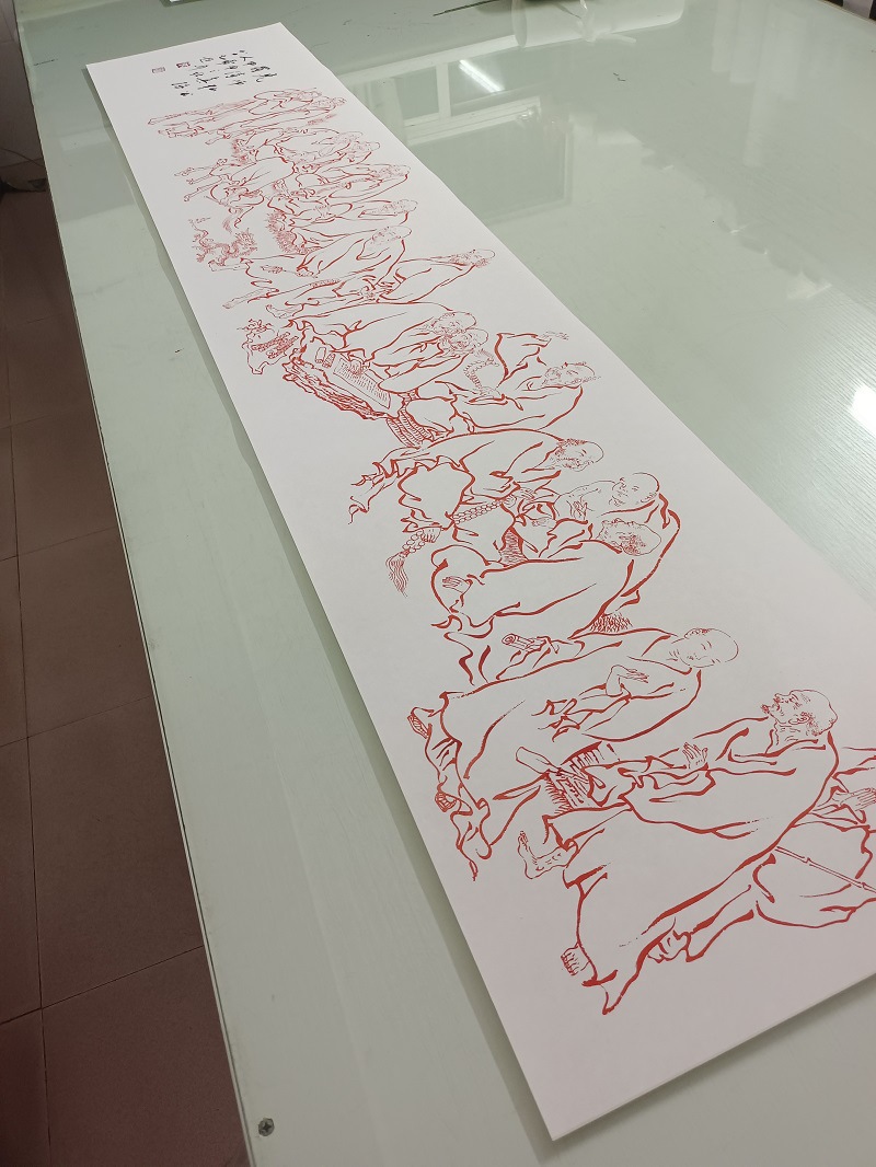 T3LC批发弘一法师李叔同 罗汉卷 书画人物国画描红高清微喷仿古画