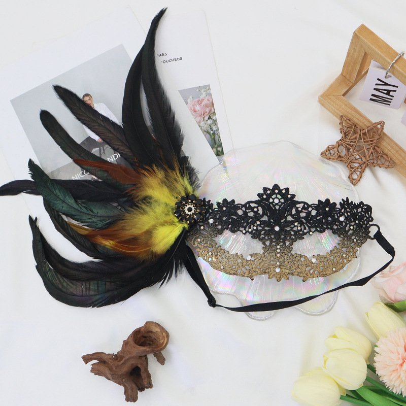 Halloween máscaras de plumas de encaje de diamantes de alta calidad fiesta de baile disfraz espectáculo prop