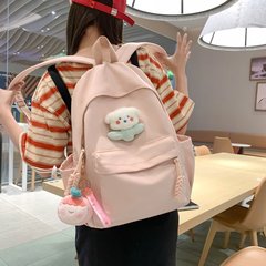 書包女日系ins風純色百搭簡約休閒大容量少女學生雙肩包背包批發