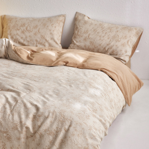 Solid color jacquard style cotton four-piece set_embossed pure cotton soft Nordic style simple quilt cover bed sheet